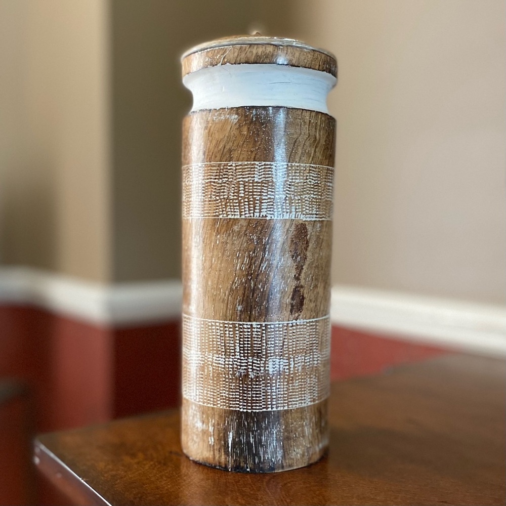 🌟2 X HOST PICK🌟 Carved Wood Decorative Vase/Canister
